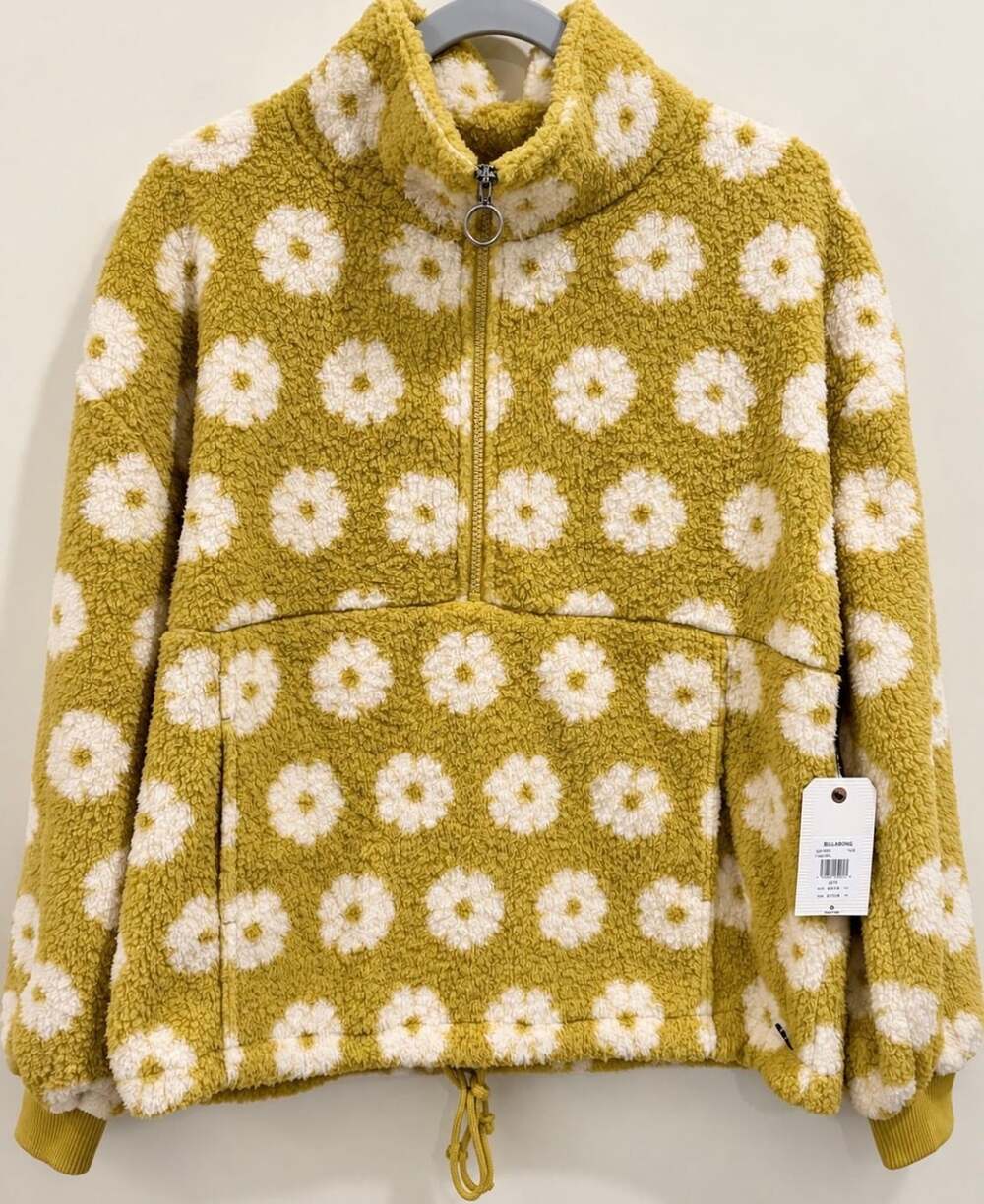 Billabong Time Off Daisy Faux Fur Fleece Half Zip Pullover NWT L